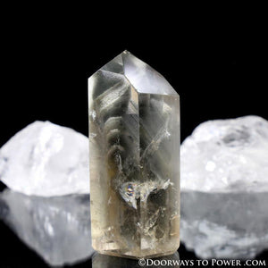 Actinolite Phantom Quartz Crystal Point w/ Rainbows