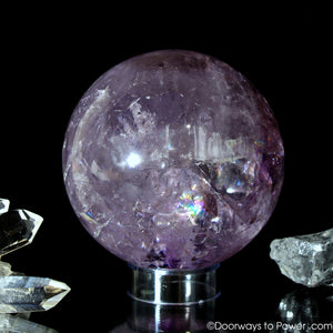 John of God Amethyst Violet Flame Devic Temple Crystal Sphere w/ Rainbows