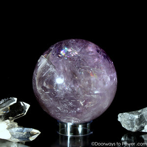 John of God Amethyst Violet Flame Devic Temple Crystal Sphere w/ Rainbows