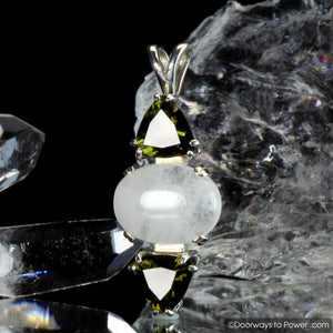 Azeztulite & Moldavite Gemstone Pendant .925 SS A +++ Top Quality