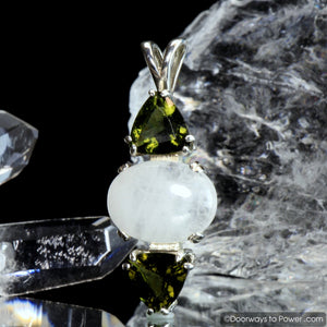 Azeztulite & Moldavite Gemstone Pendant .925 SS A +++ Top Quality