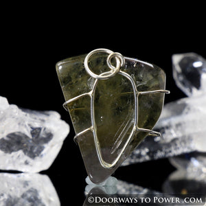 Emerald Auralite Wire Wrap Pendant .925 SS