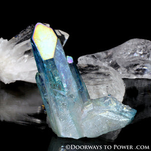 Aqua Aura Quartz Record Keeper Crystal w/ Twin