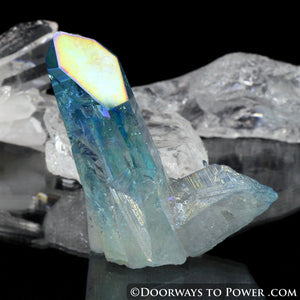 Aqua Aura Quartz Record Keeper Crystal w/ Twin