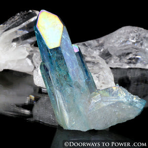 Aqua Aura Quartz Record Keeper Crystal w/ Twin