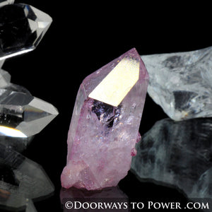 Radiant Rose Aura Arkansas Quartz Crystal Point w/ Rainbows