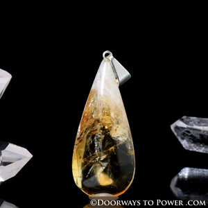 John of God Citrine Quartz Abundance Casa Crystal Drop Pendant