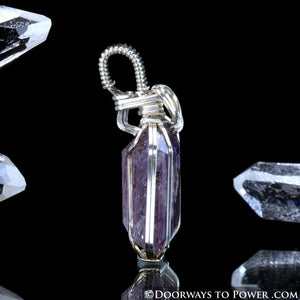 Melody Stone Super 7 Pendant w/ Rainbows .925 SS Wire Wrap