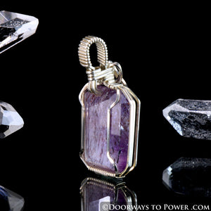 Melody Stone Super 7 Pendant w/ Rainbows .925 SS Wire Wrap