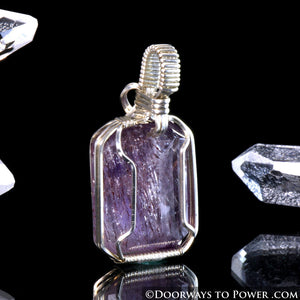 Melody Stone Super 7 Pendant w/ Rainbows .925 SS Wire Wrap