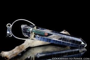 Colombian Lemurian Dow Crystal Pendant w/ Watermelon Tourmaline .925 SS