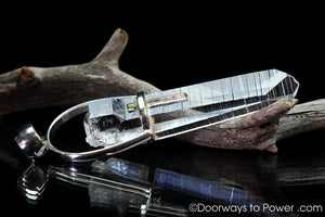 Colombian Lemurian Channeling Crystal Pendant w/ Watermelon Tourmaline .925 SS