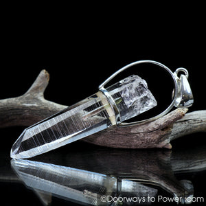 Colombian Lemurian Channeling Crystal Pendant w/ Watermelon Tourmaline .925 SS