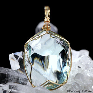 Aqua Serenity Andara Crystal Pendant 14k 'Atlantean Hologram'