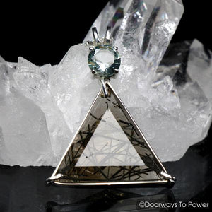 Tourmalinated Quartz & Green Obsidian Star of David Vogel Crystal Pendant