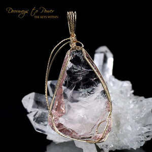 Arcturian StarSeed Pink Andara Crystal Pendant 14k 'Quantum Light Pod'