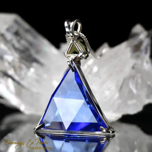 Siberian Blue Quartz Moldavite Star of David Vogel Pendant
