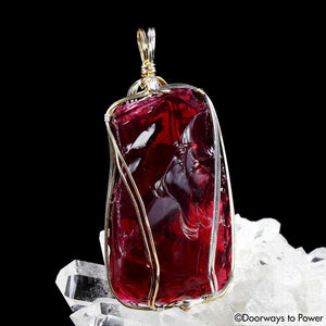 Raspberry Forte Veritas Andara 14k Gold Pendant 'Go Further'