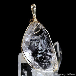 Arcturian StarSeed Pink Andara Crystal Pendant 14k 'Quantum Light Pod'