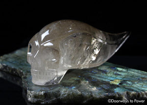 Golden Citrine Elestial Quartz 'Atomic' Traveler Crystal Skull