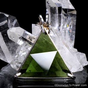 Moldavite Vogel Crystal Star of David Triangle Pendant (Rare)