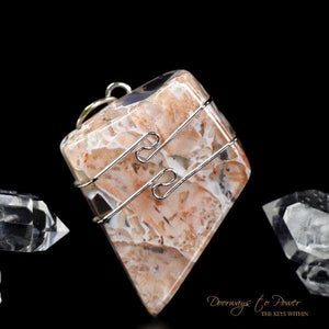 Pink Fire Azeztulite Wire Wrap Pendant