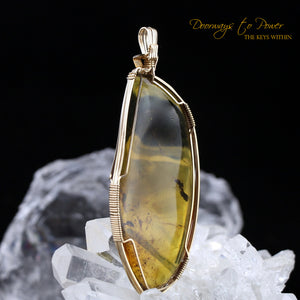 Amber Crystal Pendant 14k 'Universal Manifestation'