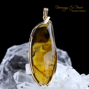 Amber Crystal Pendant 14k 'Universal Manifestation'