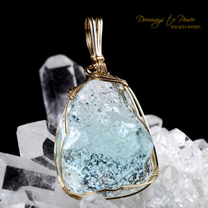 Aqua Atlantean Sea foam Andara Crystal Pendant 14k