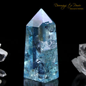 Aqua Aura Quartz Crystal Point