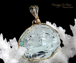 Aqua Serenity Monatomic Andara Pendant 14k 'Atlantean Hologram'