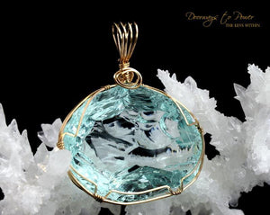 Aqua Serenity Monatomic Andara Pendant 14k 'Atlantean Hologram'