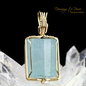 Aquamarine Crystal Pendant 14k