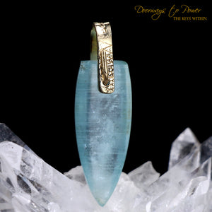 Aquamarine Light Language Crystal Pendant 18k