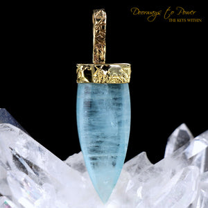 Aquamarine Light Language Crystal Pendant ™ 22k