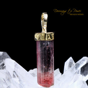 Bi Color Tourmaline Light Language Pendant 14k Gold