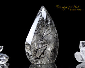 Black Tourmalinated Clear Quartz Crystal Sculpture 'The Oracle'