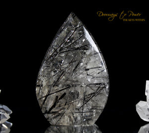Black Tourmalinated Clear Quartz Crystal Sculpture 'The Oracle'