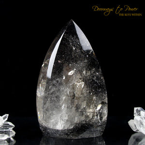 Black Tourmalinated Clear Quartz Crystal Sculpture 'The Oracle'
