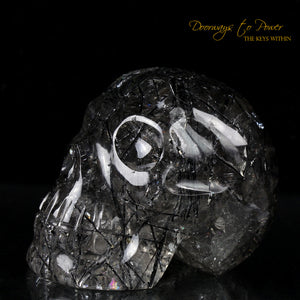 Black Tourmalinated Quartz Crystal Skull 'ORION'