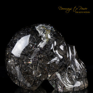 Black Tourmalinated Quartz Crystal Skull 'ORION'