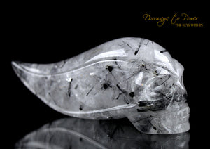 Black Tourmalinated Star Traveler Quartz Crystal Skull