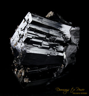 Black Tourmaline Etched Record Keeper Crystal Cannon