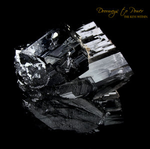 Black Tourmaline Etched Record Keeper Crystal Cannon