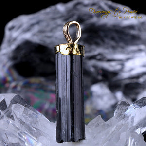 Black Tourmaline Light Language Pendant 22k 'Energetic Armor'