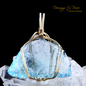 Blue Prism of Lyra Andara Crystal Pendant 7th Density 14k