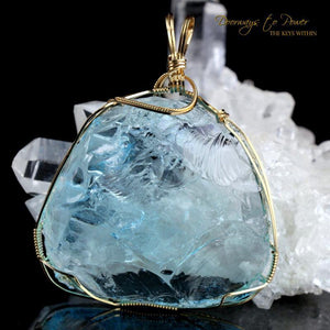 Blue Prism of Lyra Andara Crystal Pendant 7th Density 14k