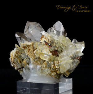 Brookite in Quartz Crystal Cluster Points