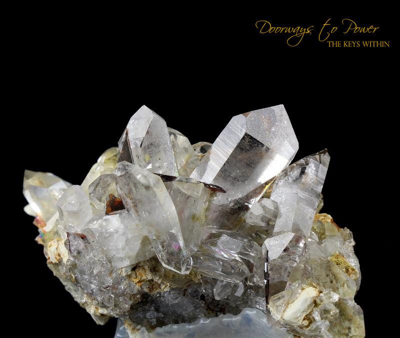 Brookite in Quartz Crystal Cluster Points