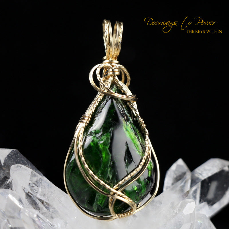 Chrome Diopside Crystal Pendant 14k Doorways to Power